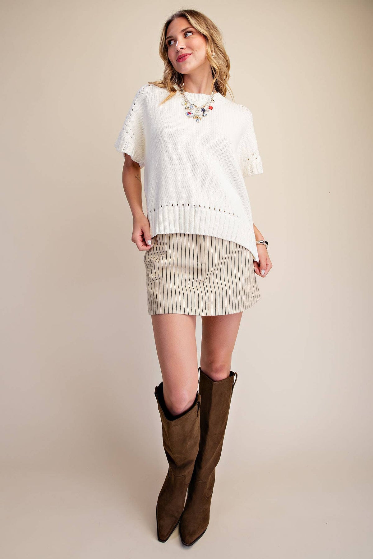The Sabrina Short-Sleeve Crew-Neck Fall Sweater