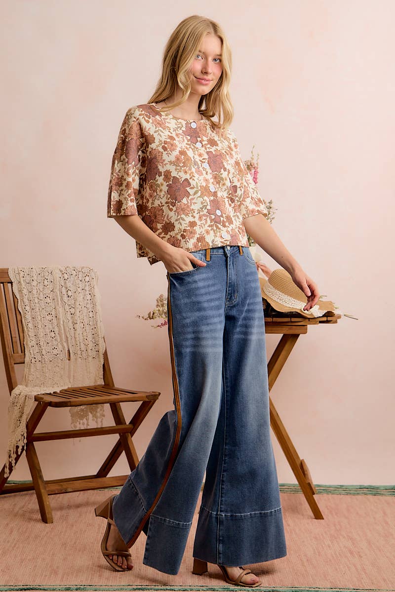 Regina Fall Floral Button Front Sweater