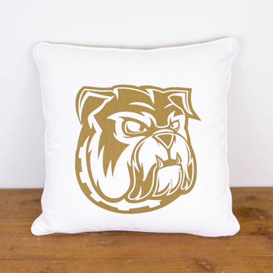 Bulldog Pillow   Soft White/Gold   16x16