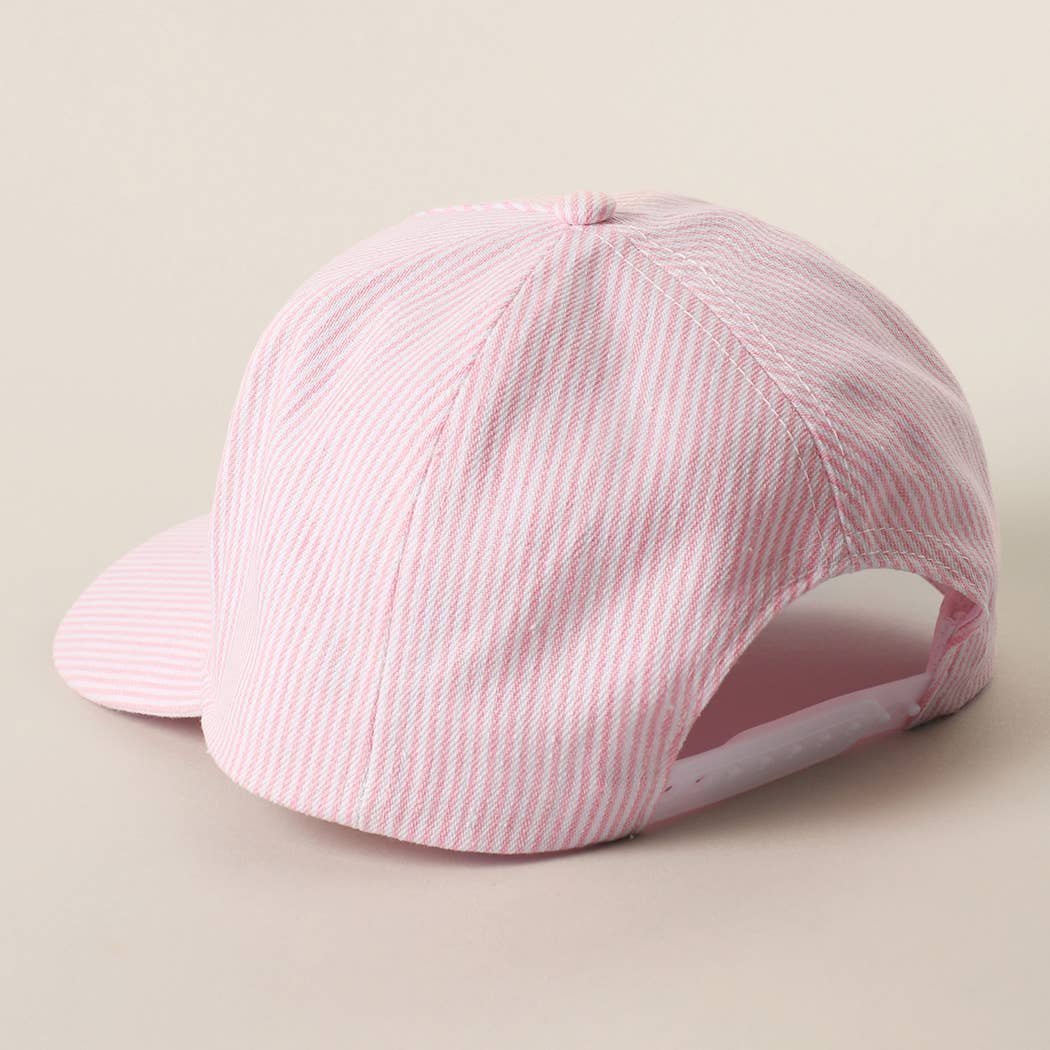 JUST MOMMIN' Embroidered Striped Trucker Hat