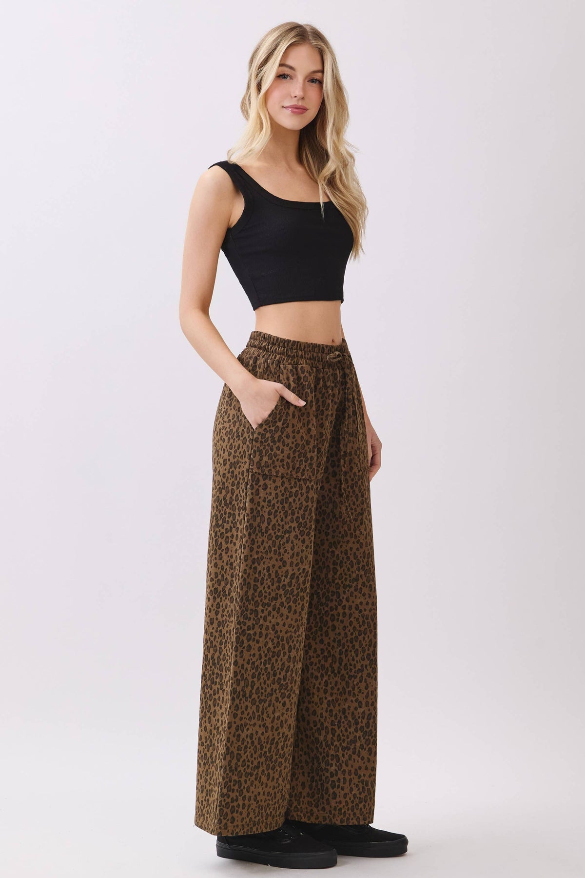 The Lucy Leopard Wide Leg Drawstring Pants