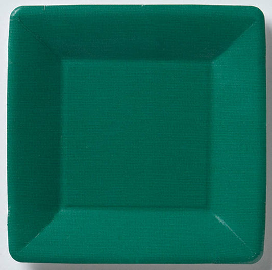 7" Square Paper Plates Dark Green