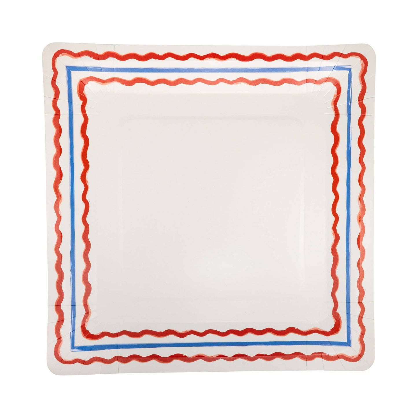 Red & Blue Border Paper Plate - 11"
