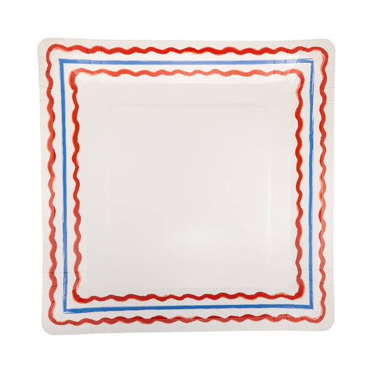 Red & Blue Border Paper Plate - 11"