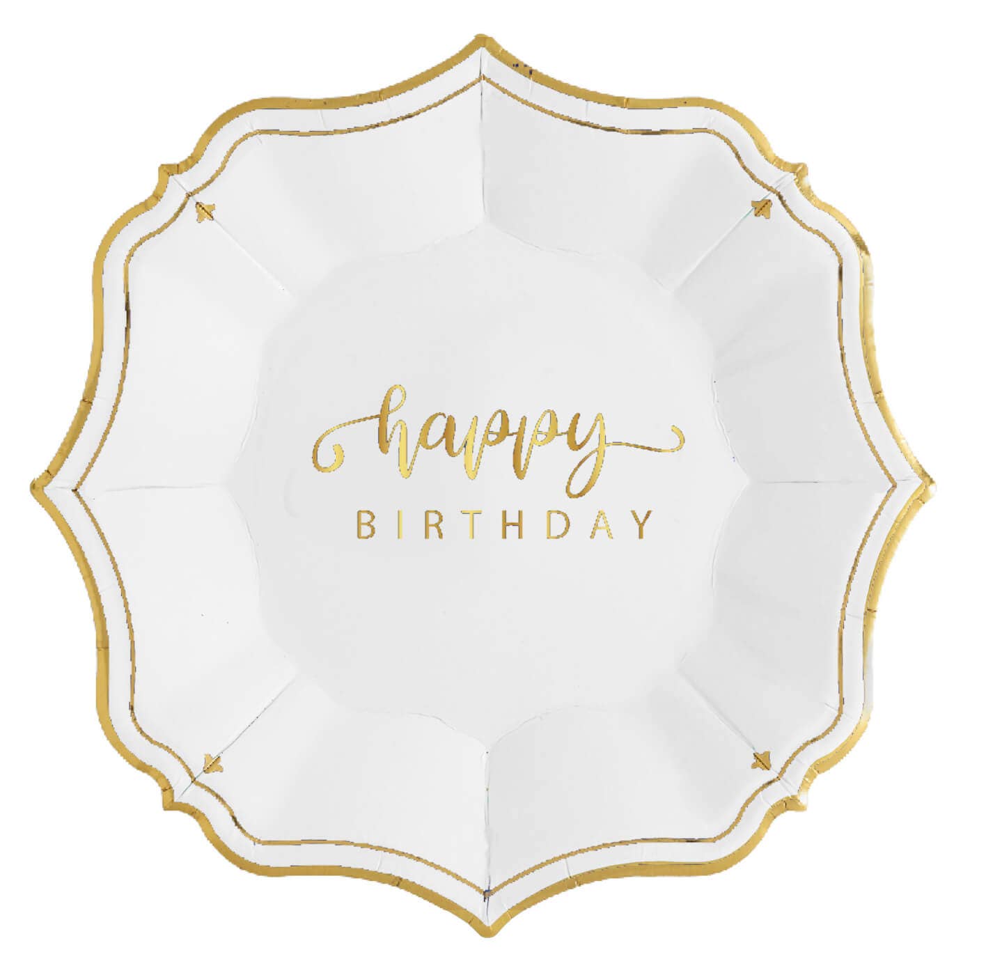 8 Happy Birthday White Dessert Plates