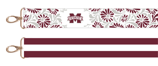 Mississippi State Floral and Stripe Reversible Purse Strap