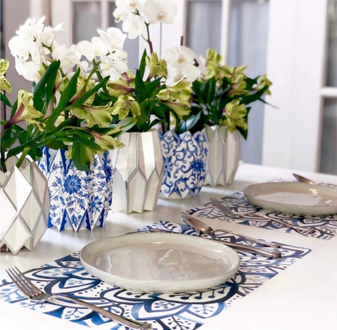 Blue Chinoiserie Paper Vase Wraps | Set of 3