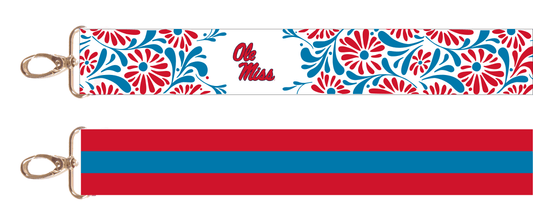 Ole Miss Floral and Stripe Reversible Purse Strap