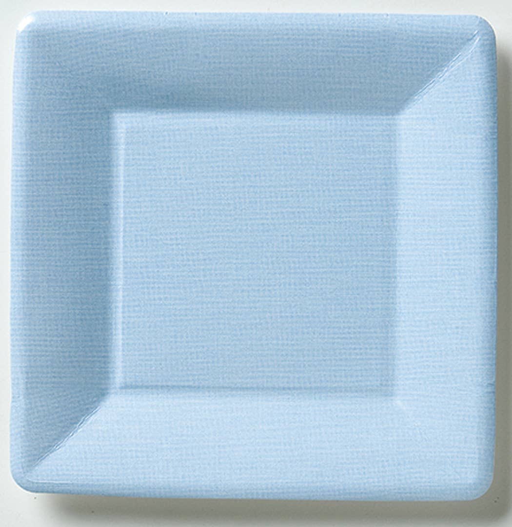 7" Square Paper Plates Light Blue