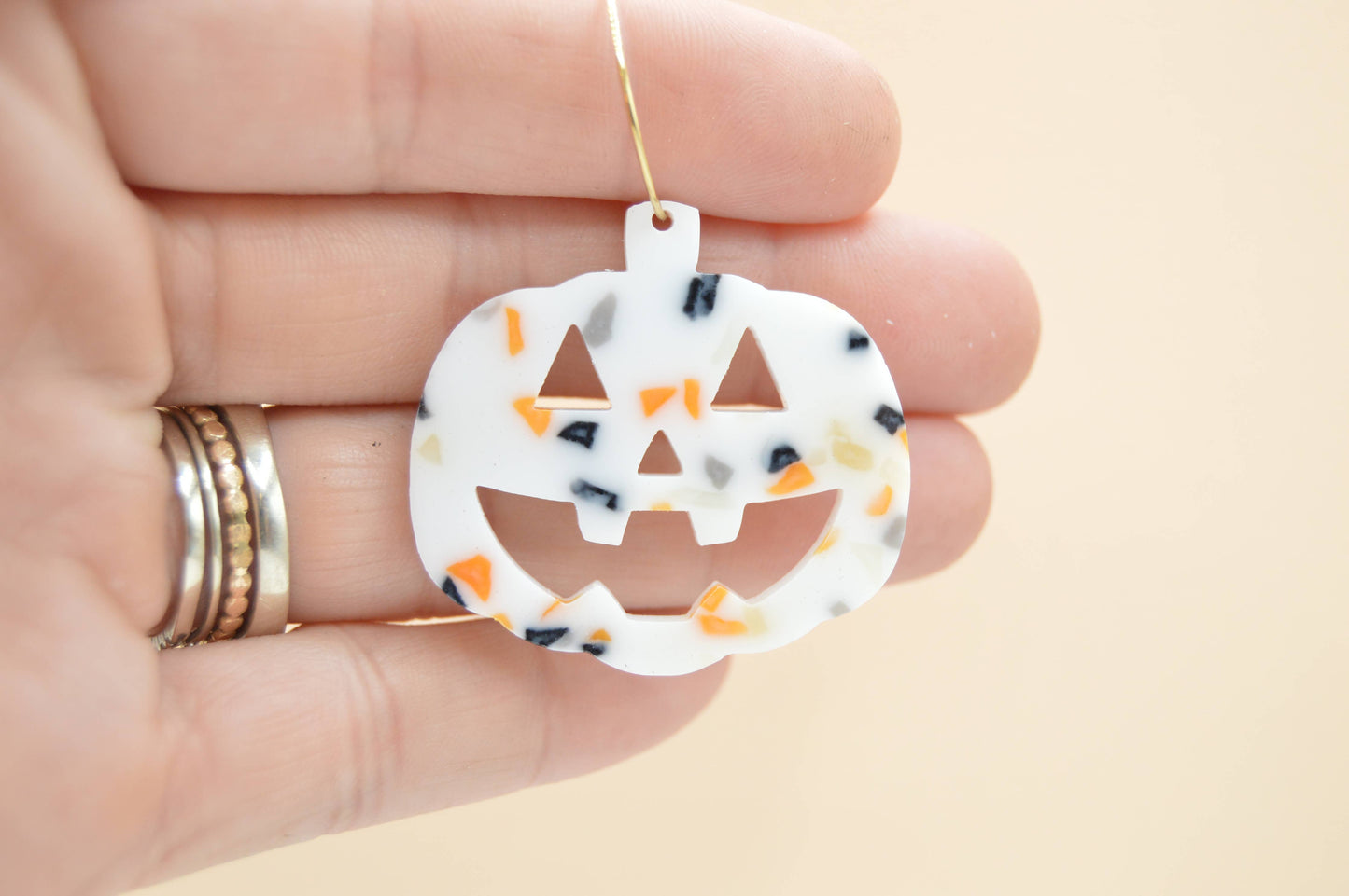 Jack-O-latern Pumpkin Halloween Earrings, Acrylic Earrings