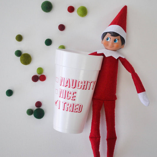 Naughty, Nice, I Tried 20oz. Red Foam Cups | 10 pack