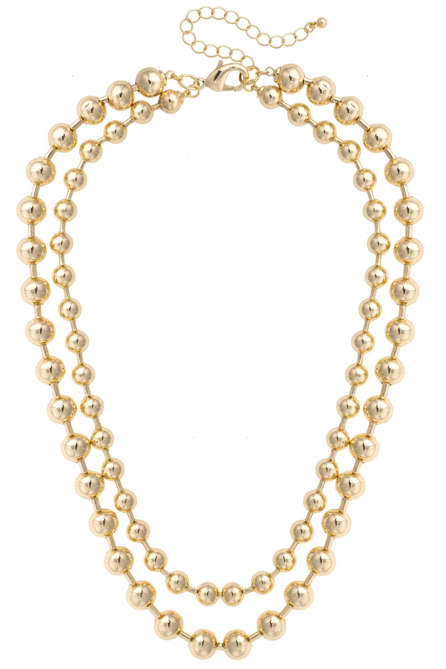 Macie Layered Ball Bead Necklace in Shiny Gold