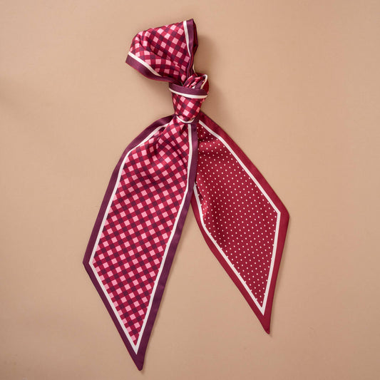 Twirl & Tie Scarf Accessory-Gingham Burgundy
