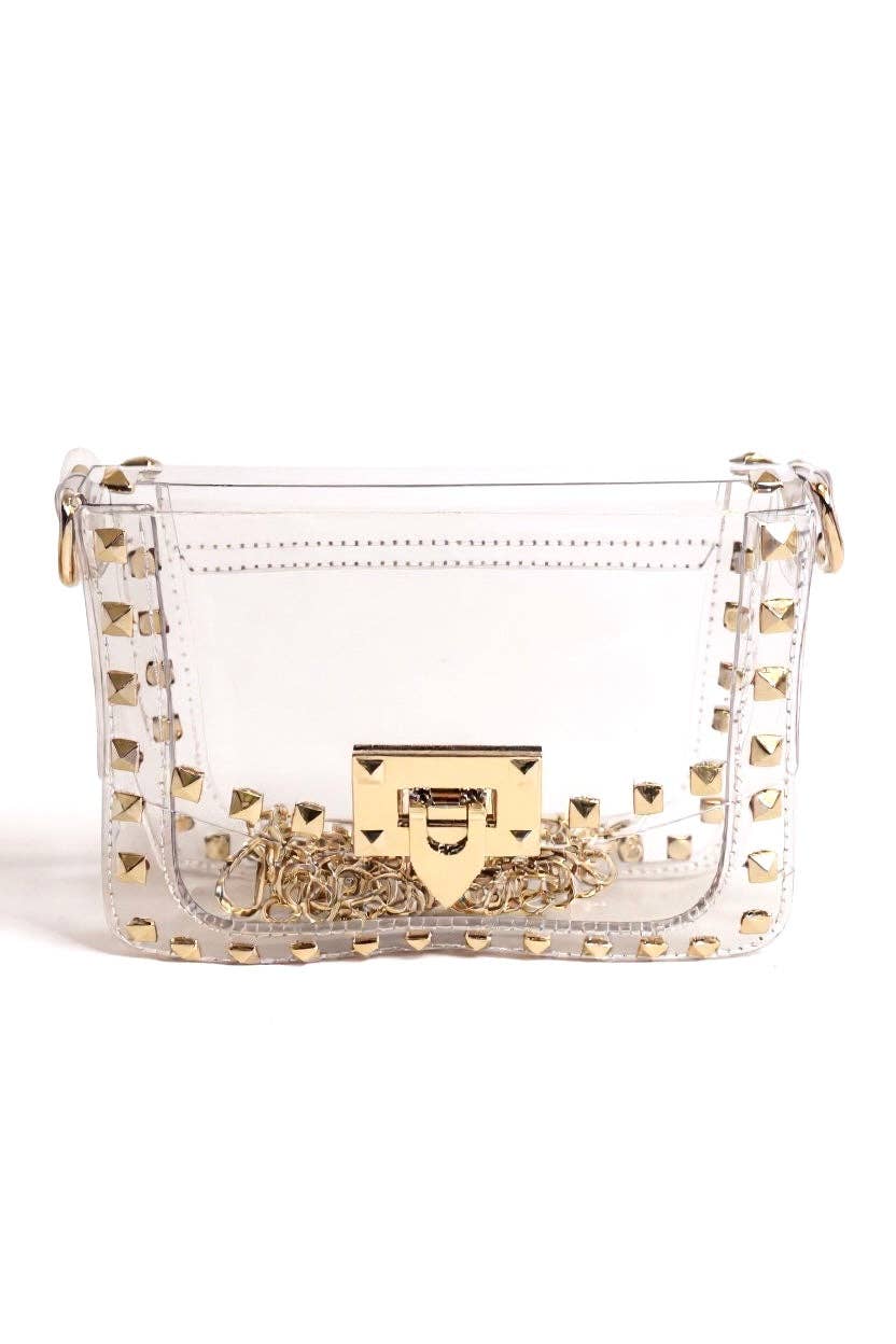 The Stephanie Clear Crossbody Handbag with Rivets