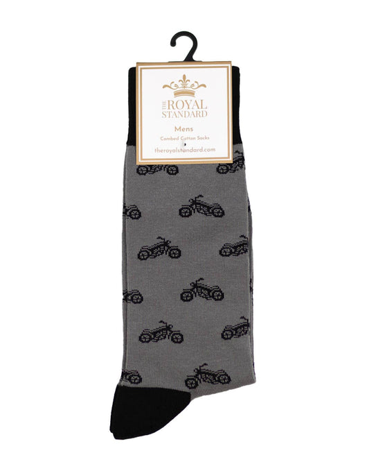Men's Motorcycle Socks Gray/Black   One Size