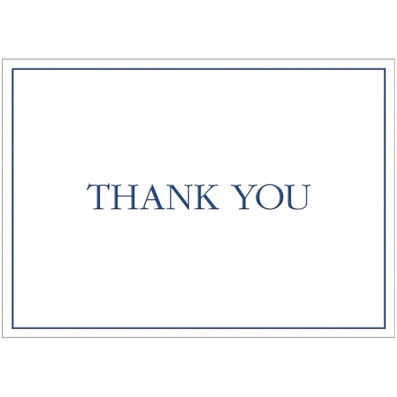 Navy Embossed Thank You Notes - 8 Note Cards & Envelopes