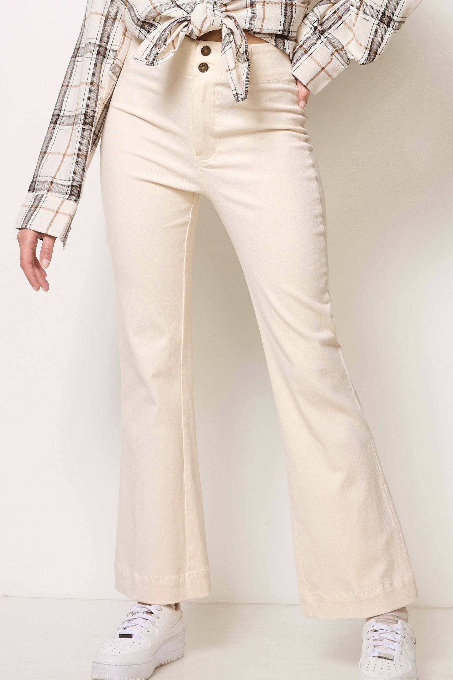 Soft Washed Stretchy High Waisted Wide Flare Pants