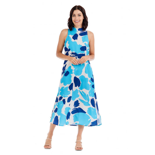Blue Annie Mock-Neck Dress