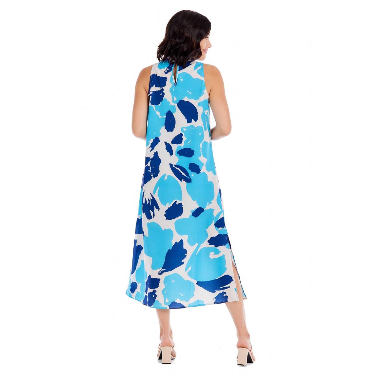 Blue Annie Mock-Neck Dress