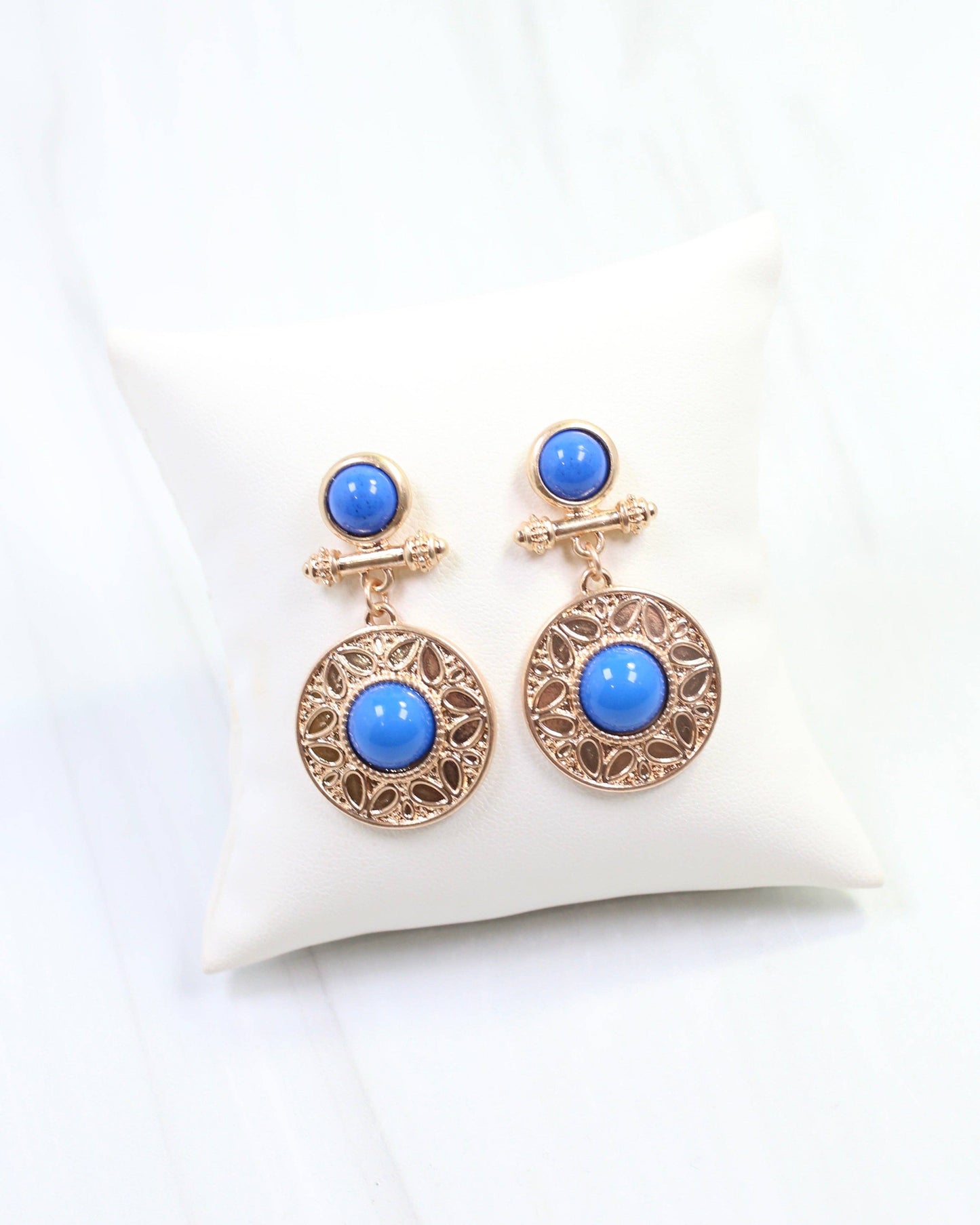 Terrace Circle Drop Earrings - Blue