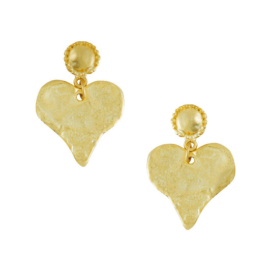 Susan Shaw Gold Heart with Beaded Top Earrings