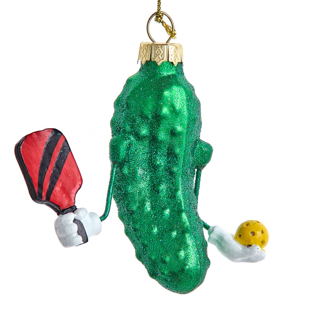 3"GLASS PICKLEBALL CUCUMBER ORNAMENT