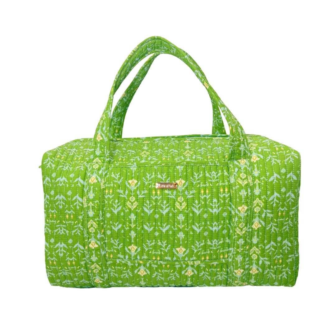 Petal Garden Green Quilted Signature Duffle Bag