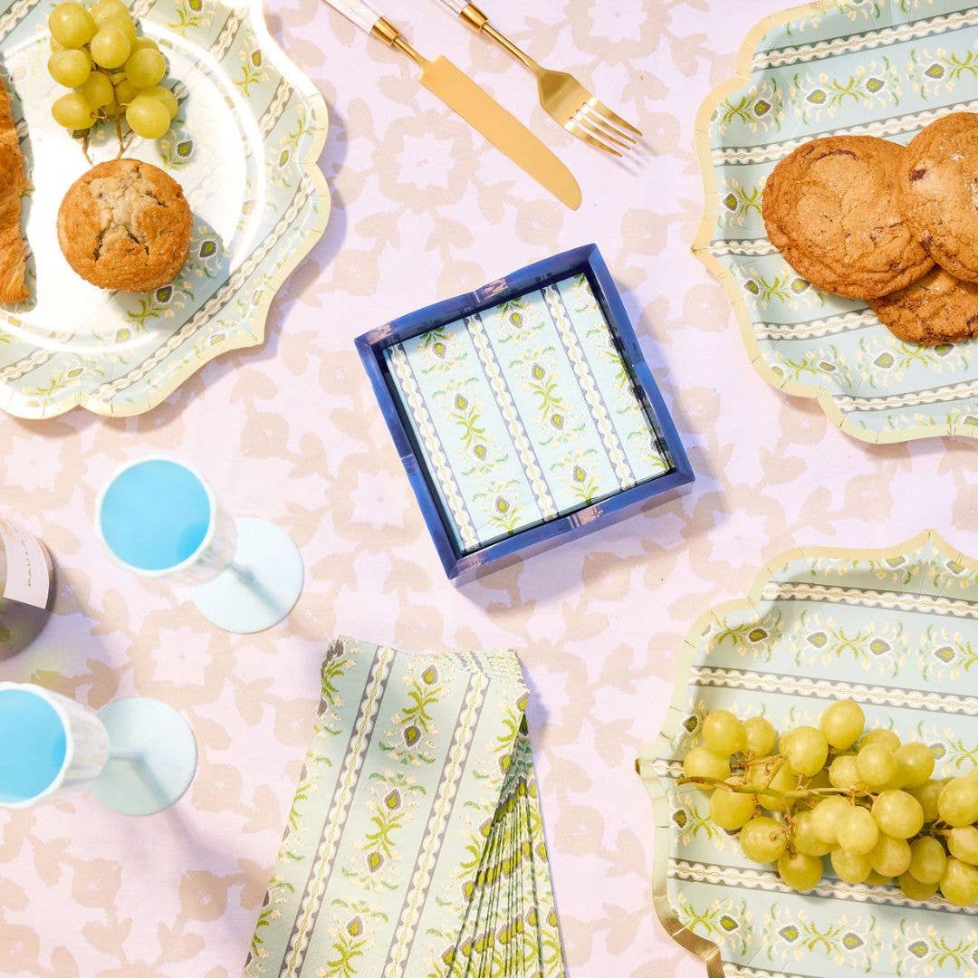 Laura Park Rosemary Stripe French Blue Cocktail Napkins