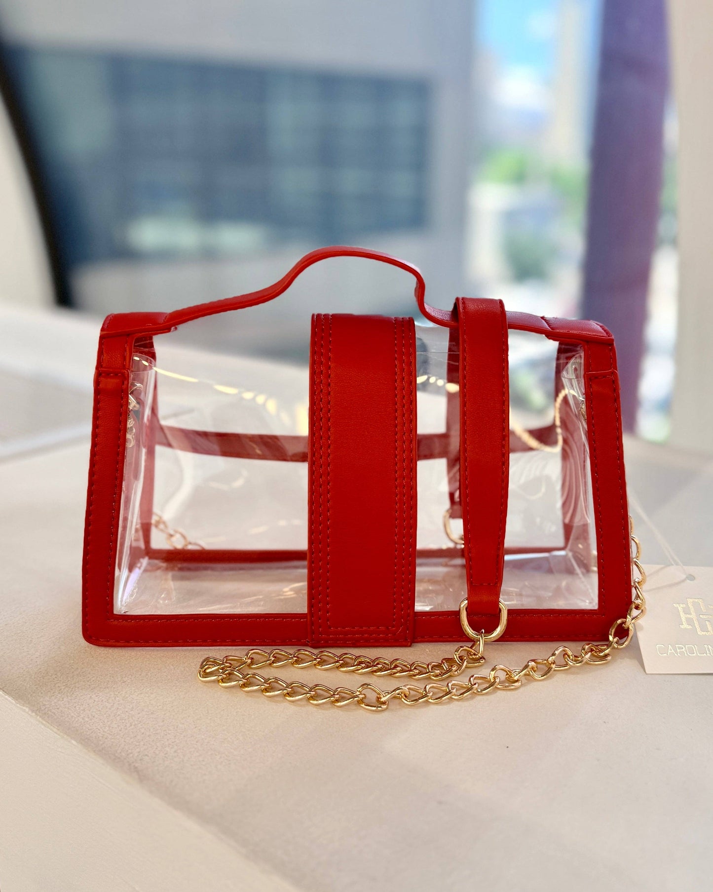 Caroline Hill Grace Clear Bag - Red