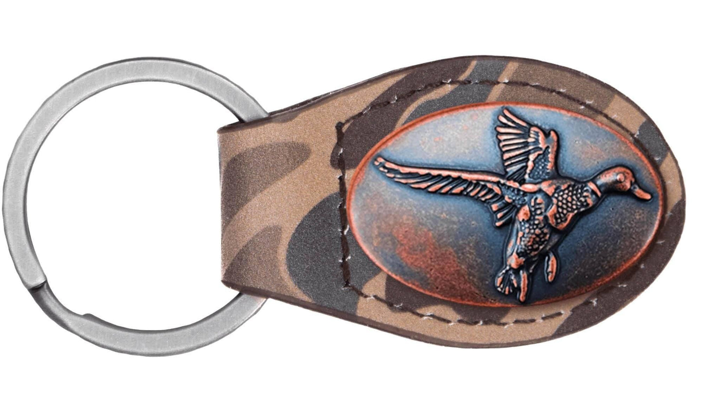 Camo Brown Leather Key Fob ( Bass, Lab, Deer, Mallard )