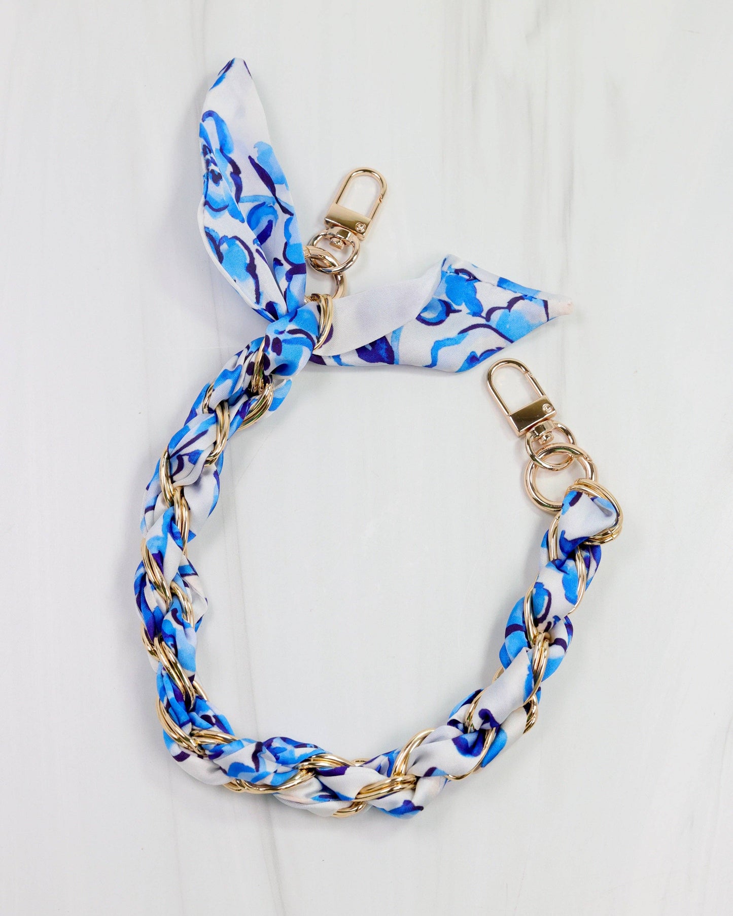 Serafina Scarf Purse Chain Blue & White Floral