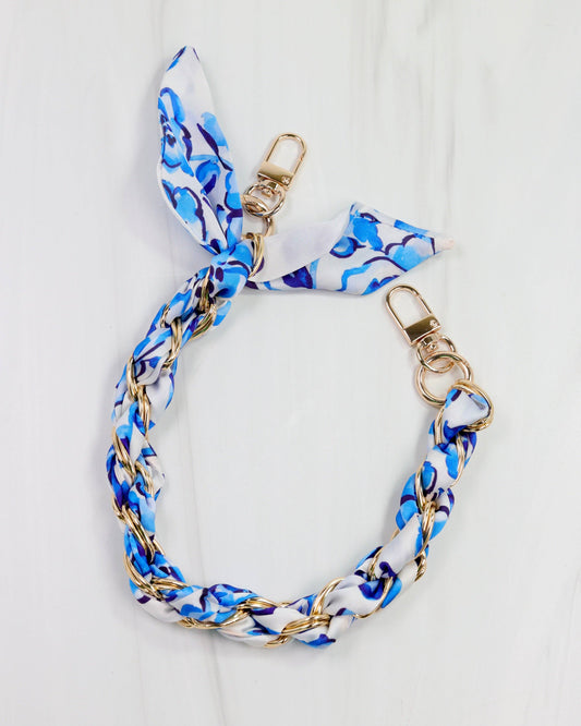 Serafina Scarf Purse Chain Blue & White Floral