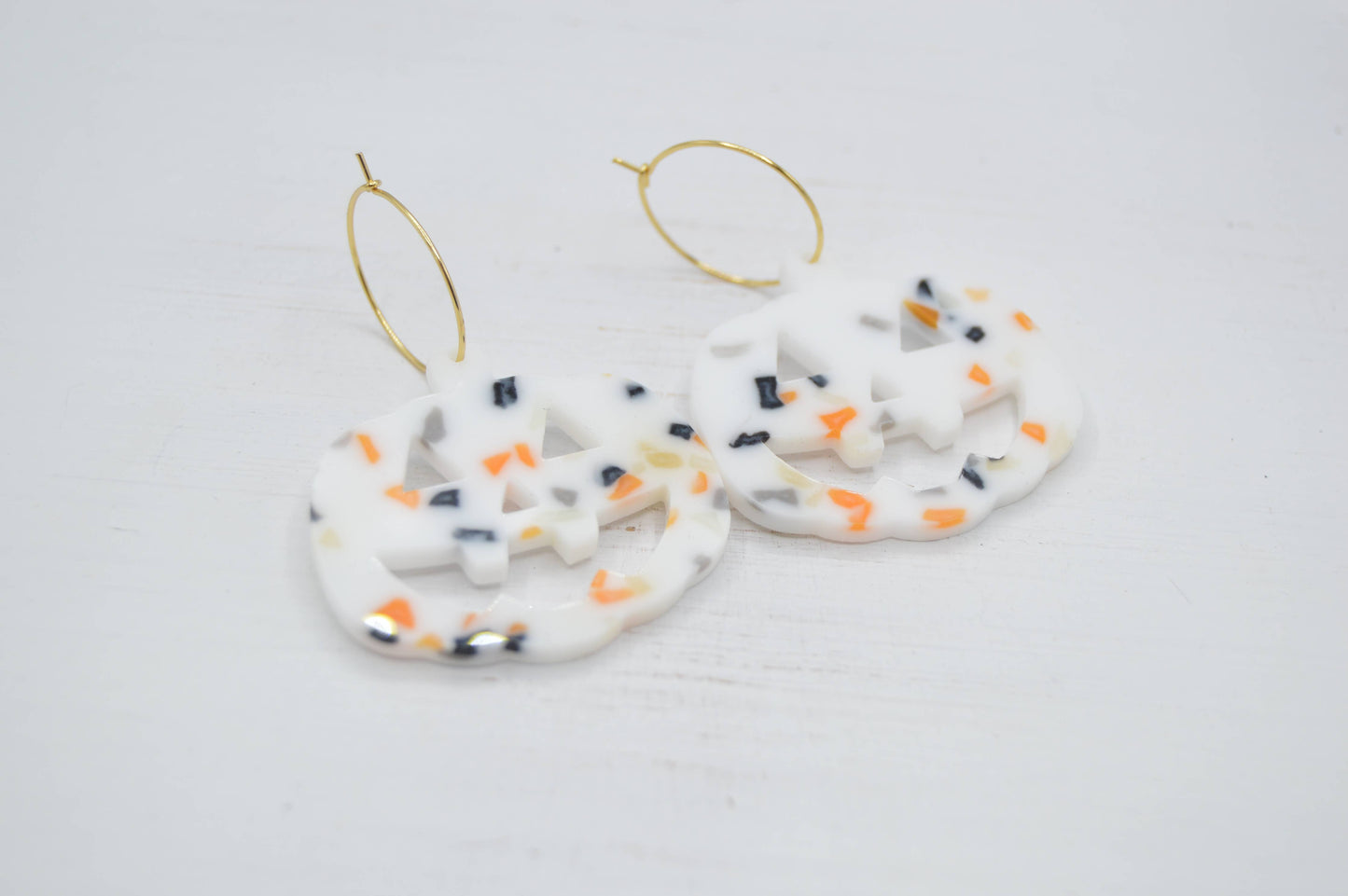 Jack-O-latern Pumpkin Halloween Earrings, Acrylic Earrings