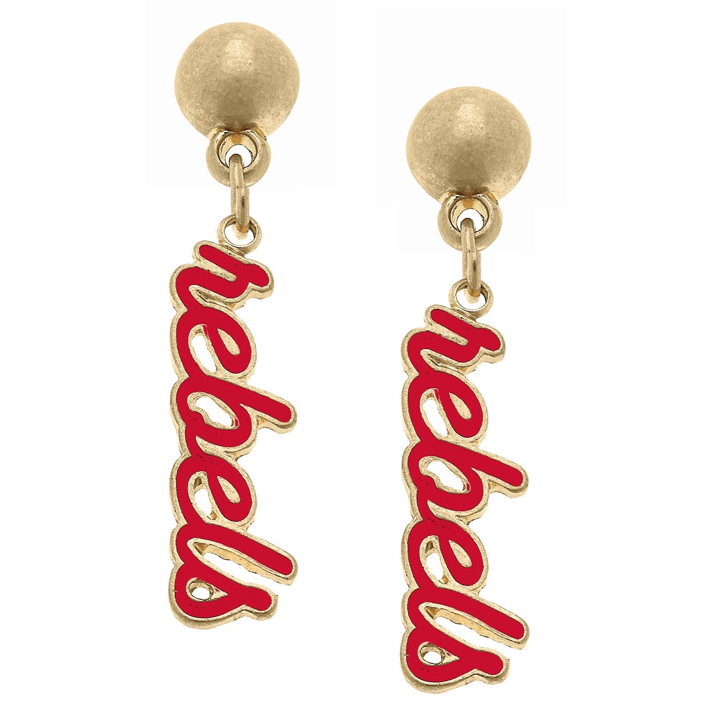 Ole Miss Rebels Enamel Script Earrings in Red