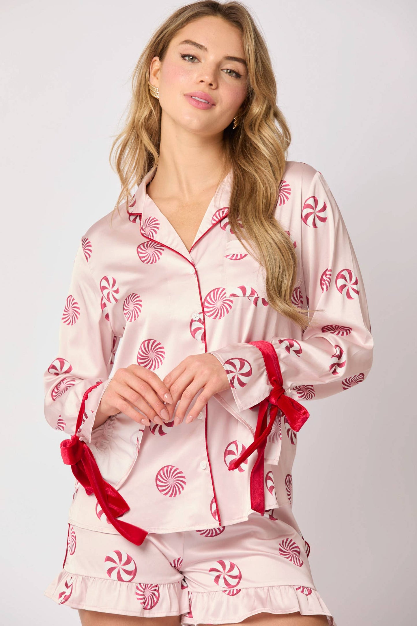 Long Sleeve Satin Pajama Top