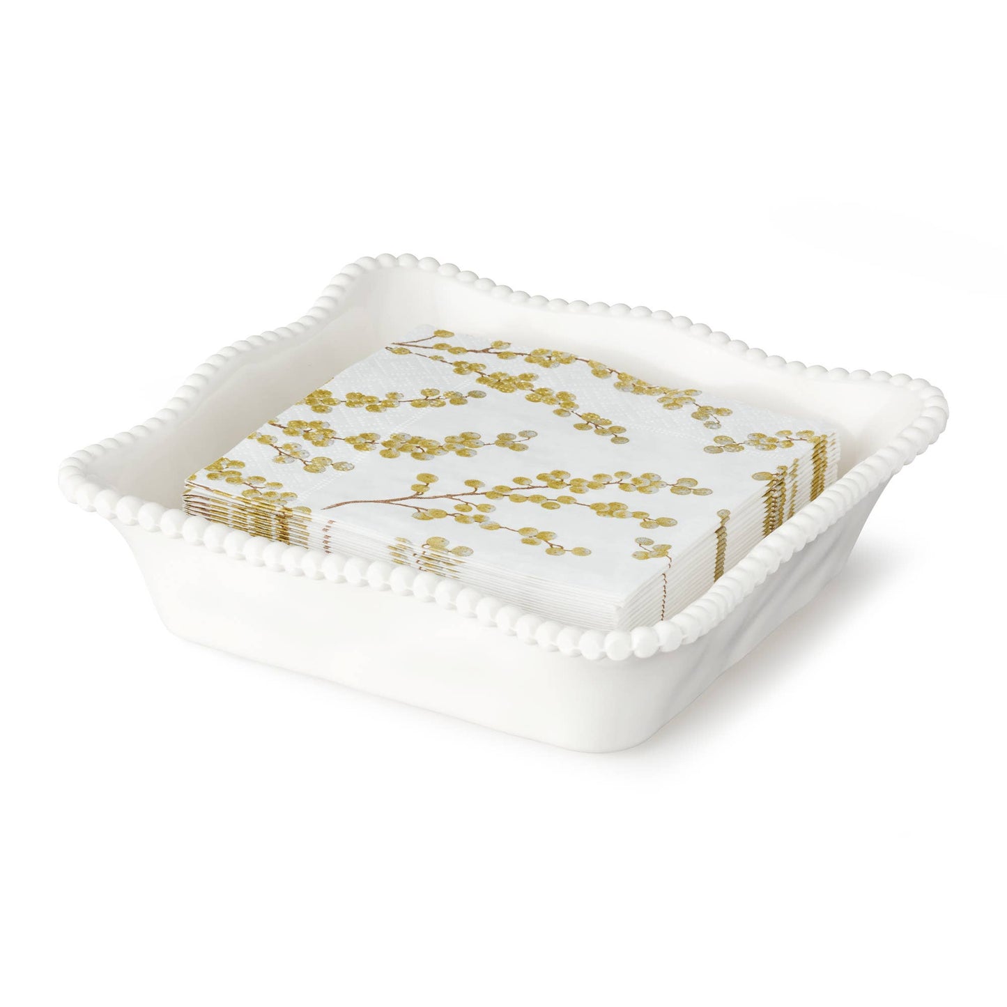 Perlette Cream Melamine Cocktail Napkin Holder 7x7x2.25
