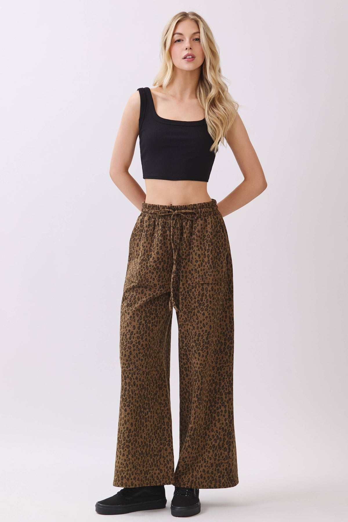 The Lucy Leopard Wide Leg Drawstring Pants