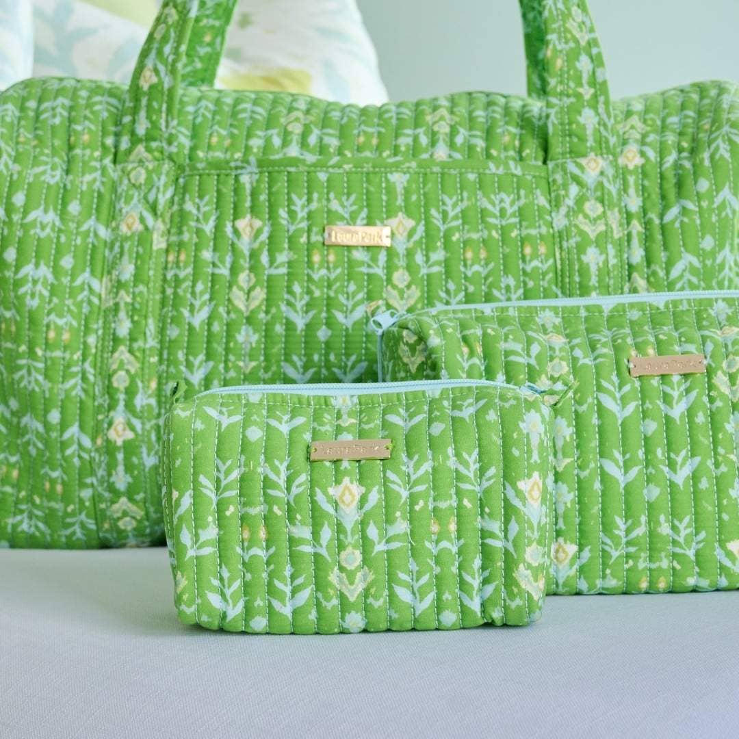 Petal Garden Green Signature Small Cosmetic Bag