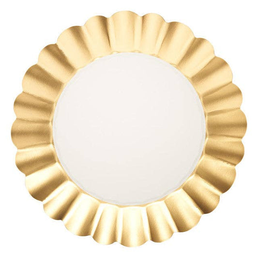 Gold Ruffle Dinner Plate Gold & White/8 pkg