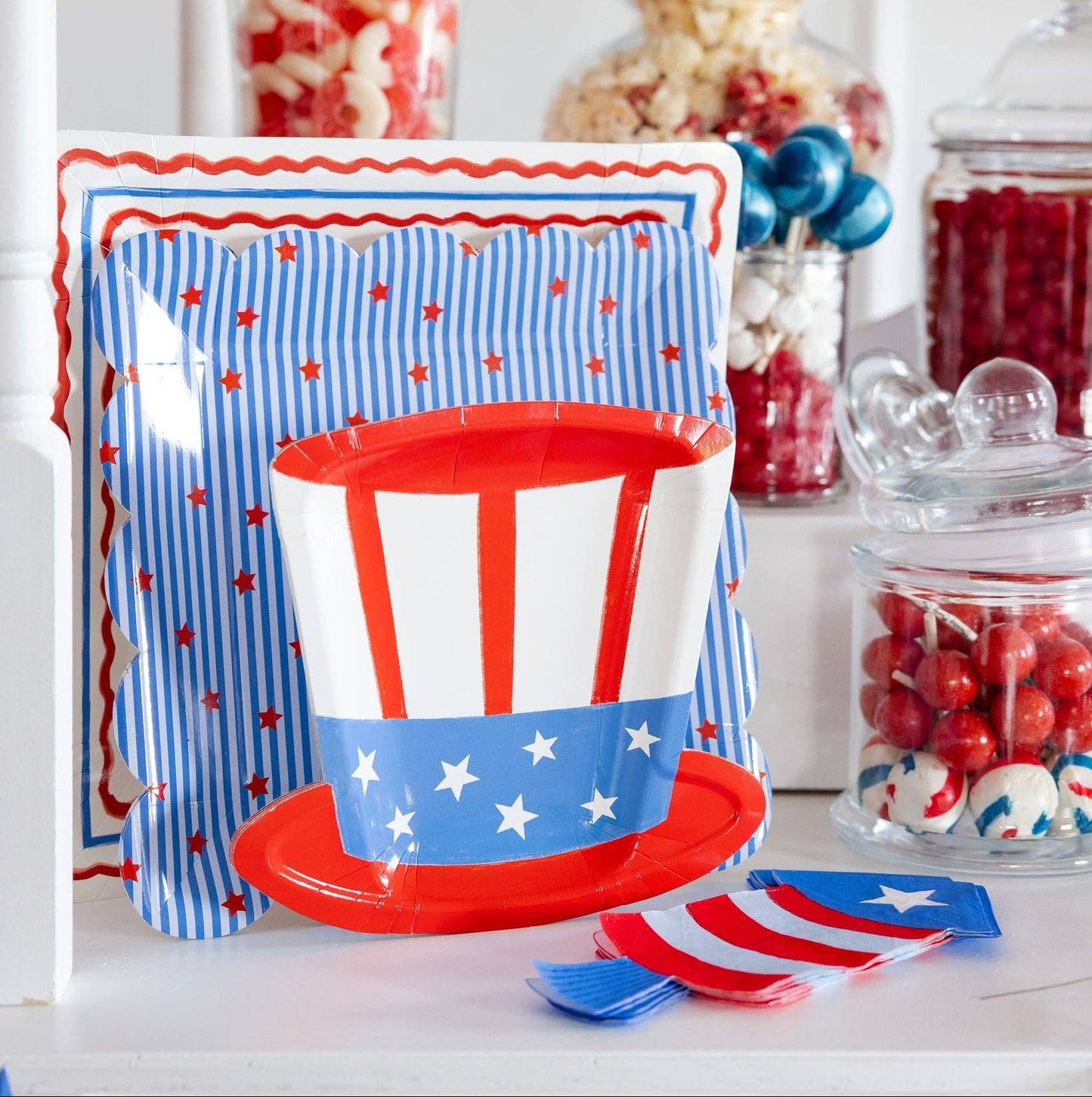 Red & Blue Border Paper Plate - 11"