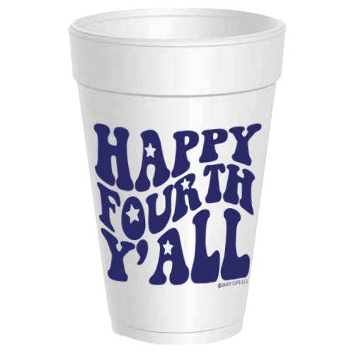 Happy Fourth Y'all Blue Styro Party Cups (10 cups per pack)