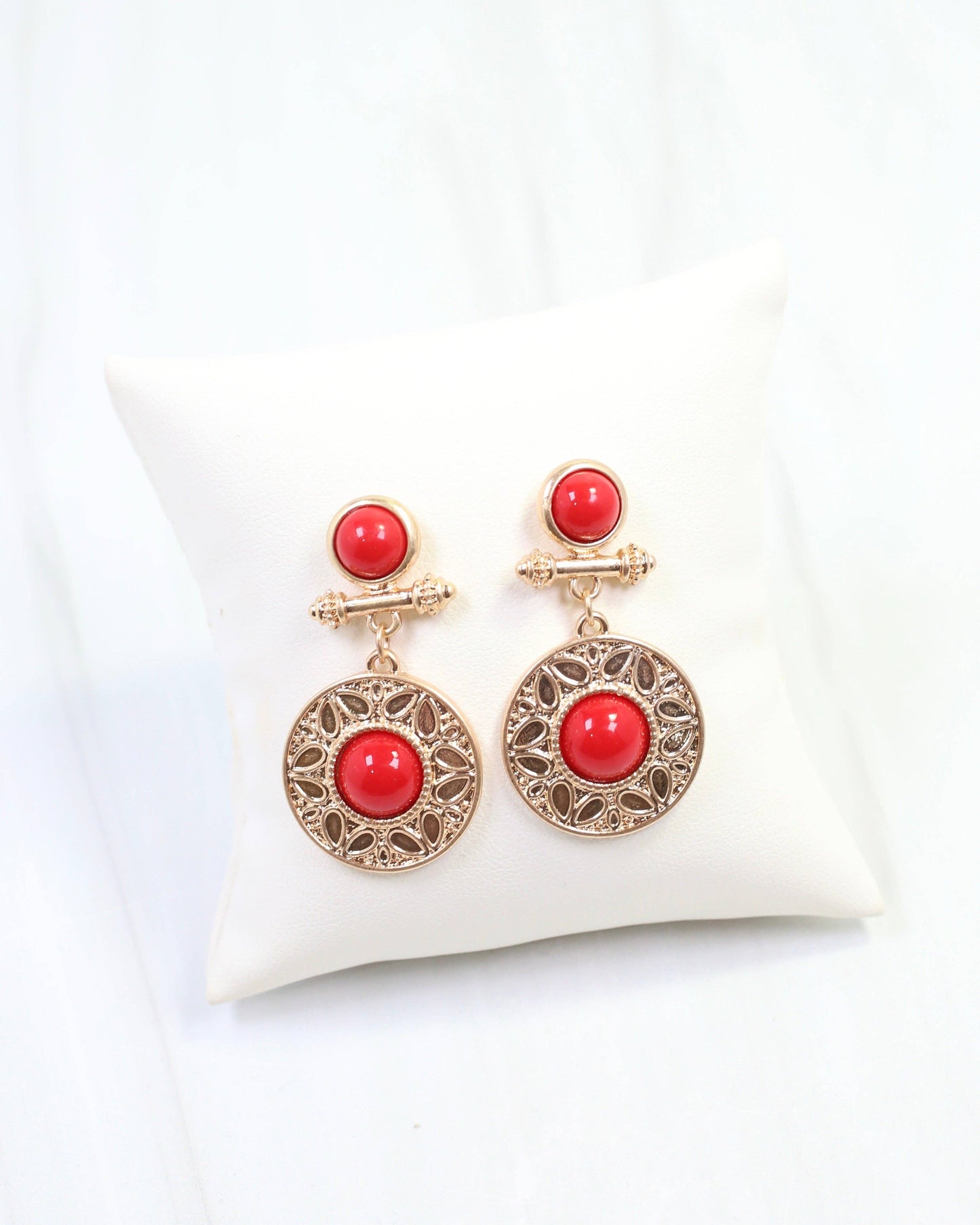 Terrace Circle Drop Earring - Red