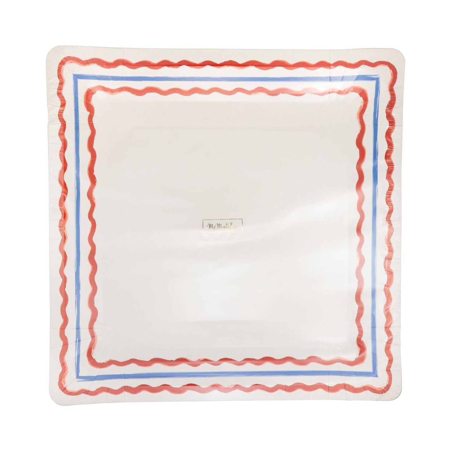 Red & Blue Border Paper Plate - 11"