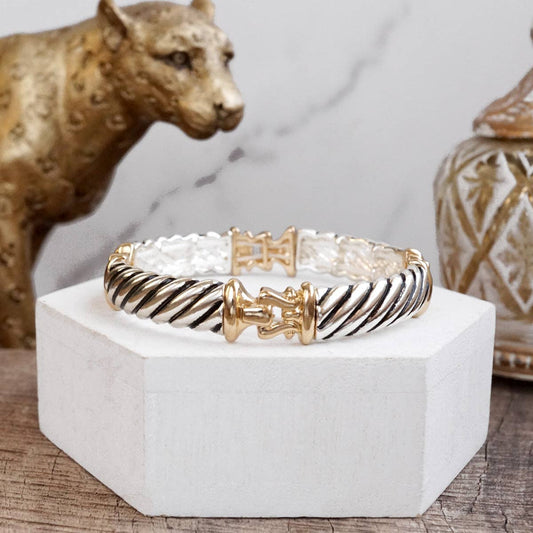 Timeless Twists – Filigree & Twist Stretch Bangles in Mixed Tone