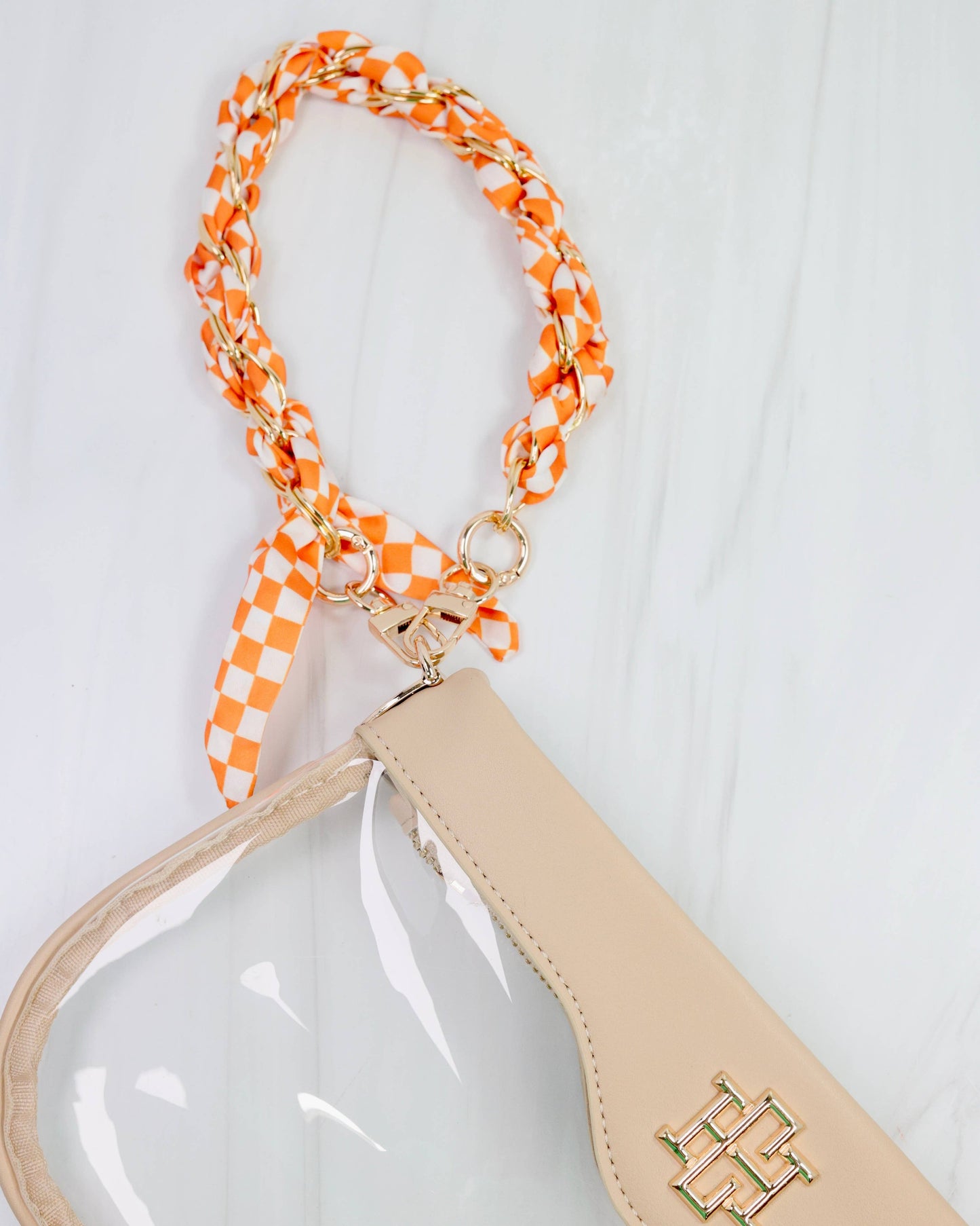 Serafina Scarf Purse Chain - Orange Check
