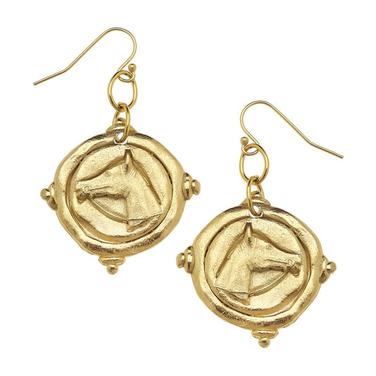 Susan Shaw Gold Horse Head Earrings