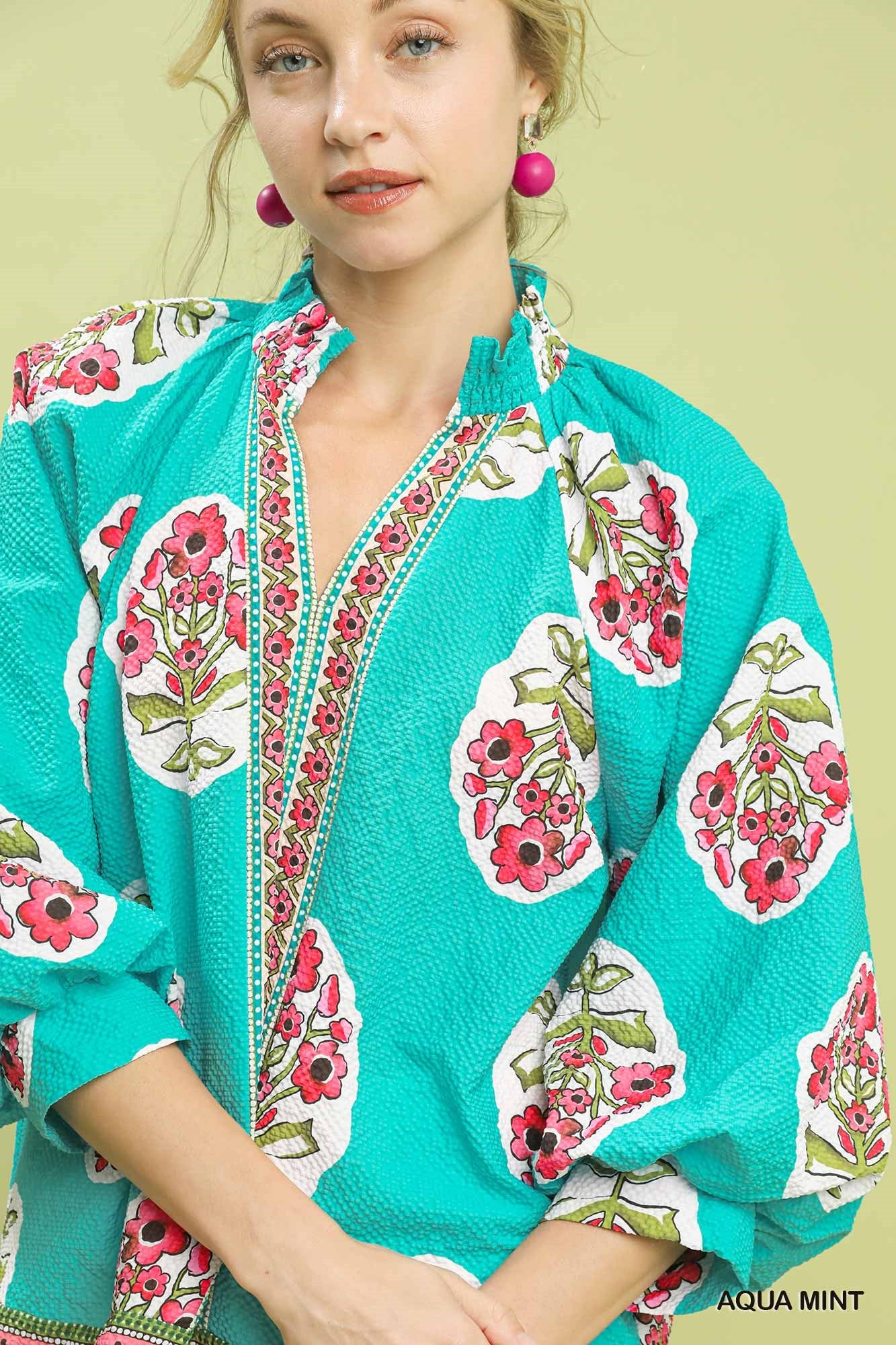 Boho Floral Print Tunic Top (S-2XL) Regular and Plus Sizing