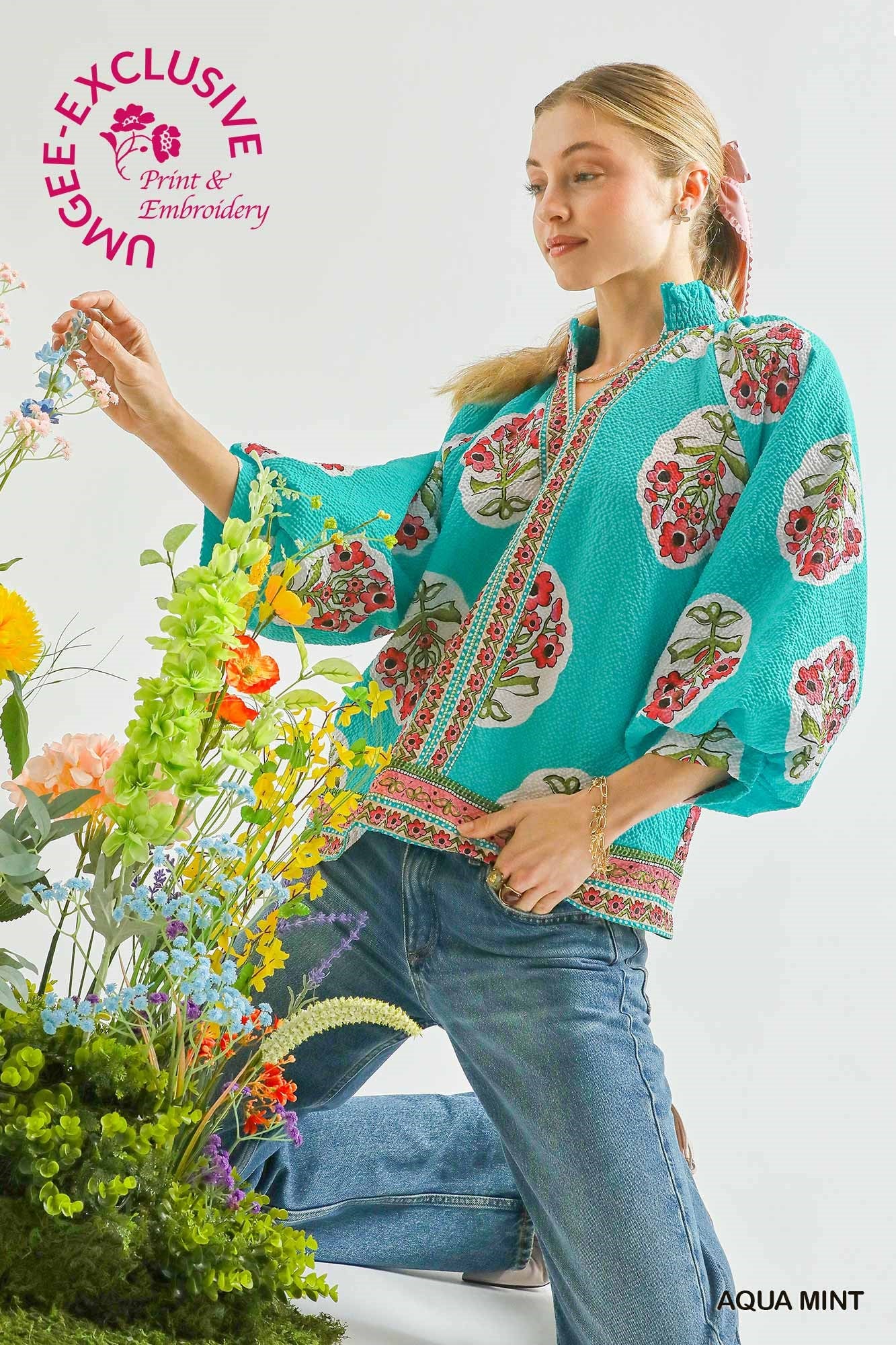 Boho Floral Print Tunic Top (S-2XL) Regular and Plus Sizing