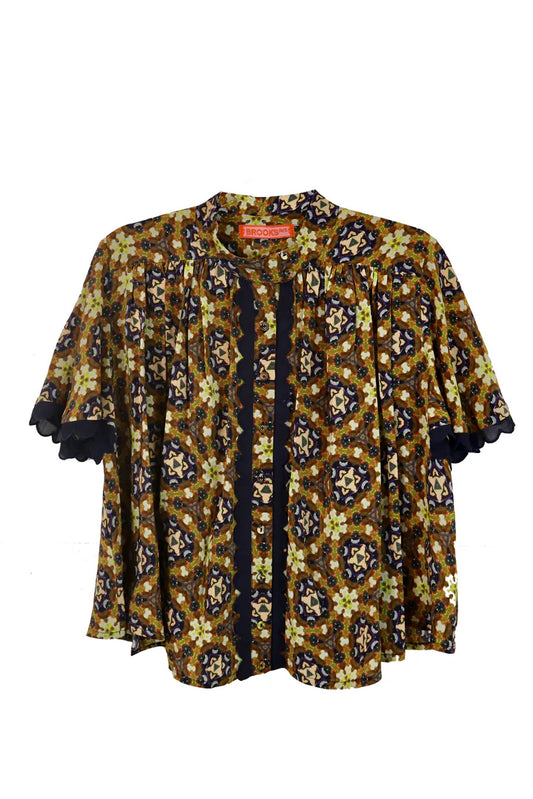 Brooks Avenue Parham Gathered Blouse - Chestnut Swirl