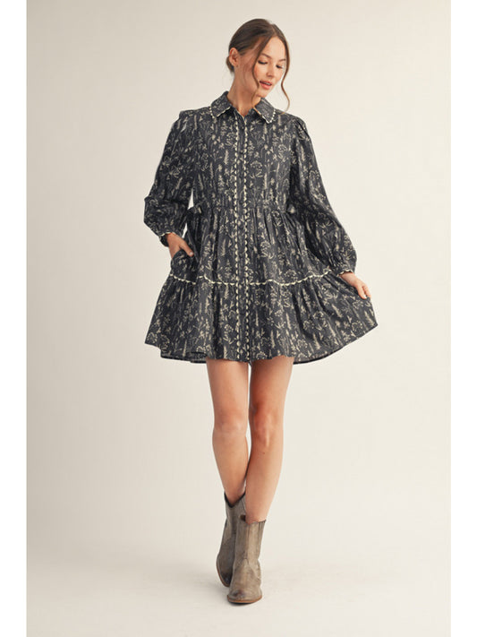 Ash Gray Fun Floral Dress